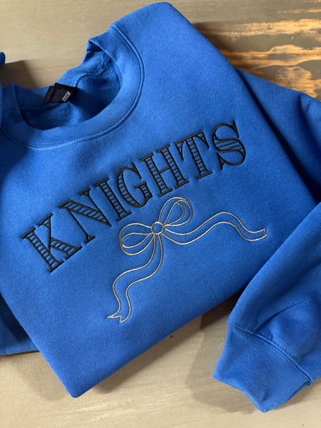Knights with bow Embroidered Crewneck