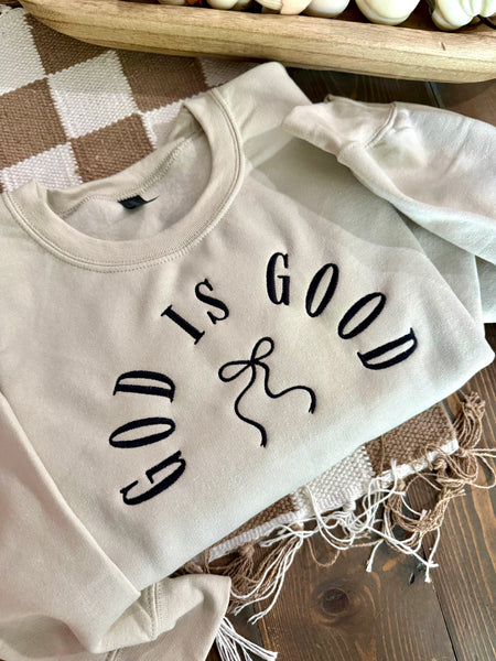 God is Good Embroidered Crewneck