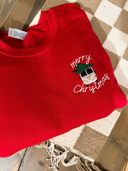 Merry Christmas Van embroidered