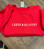 Embroidered Labor Delivery with Tree Crewneck